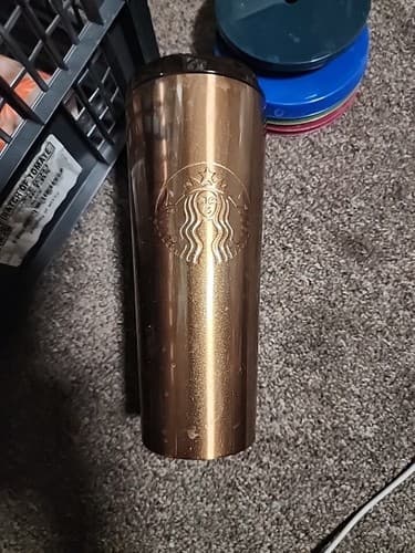Starbuck's Metallic Copper Travel Tumbler 16oz Insulated 2022 Embossed - Image 1