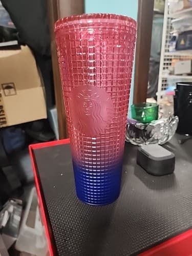 Starbucks 2022 Disco Ombre Watermelon Studded Grid Cold Cup Tumbler Venti - Thumbnail 2