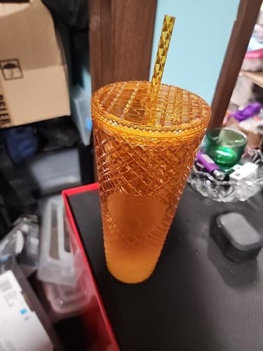 Starbucks Studded Jewel Orange Mango Ombré Tumbler Travel Cold Cup 24 floz - Thumbnail 2
