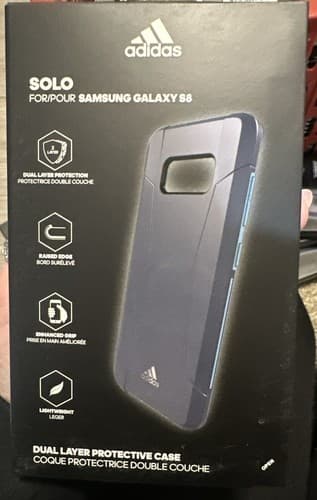 New Adidas Solo Dual Layer Protective Case for Samsung Galaxy S8 Navy/Light Blue - Image 1