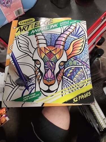 Crayola Art With Edge Animal Ink Doodle Activity Coloring Book 32 Pages New - Image 1