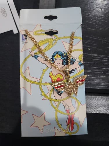 WONDER WOMAN LOGO BLING Faux Jewels Gems Costume Necklace Jewelry DC Comics NEW - Image 1
