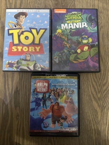 Toy Story - Turtles Mutant Mania- Ralph Breaks The Internet Lot Of 3 Kids Movies - Image 1