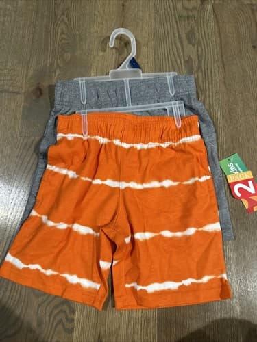 2 Pack Kids Shorts Size 4- Orange And Gray - Image 1