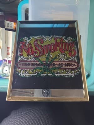 No Smoking (Unless it's a joint) framed Cannabis wall art, collectible. - Image 1