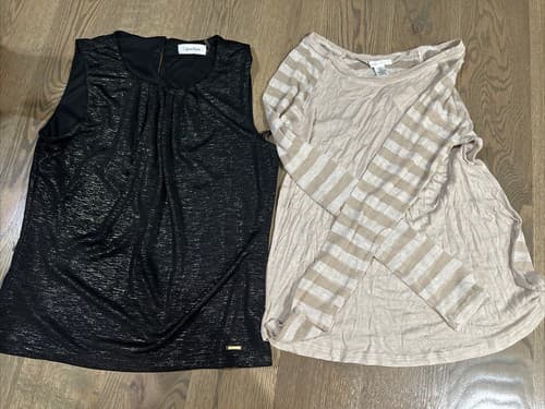 Women’s Calvin Klein Sleeveless Top Black And Bozzolo Long Sleeve Shirt Size S - Image 1