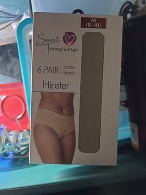 5 PR. LADIES - WOMENS - SECRET TREASURES PANTIES POLY-SPANDEX HIPSTER SEAMLESS - Image 1