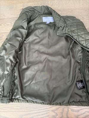 Laura Scott Women's Size M Lined Quilted Puffer Vest Army Green Zip Closure - Thumbnail 2