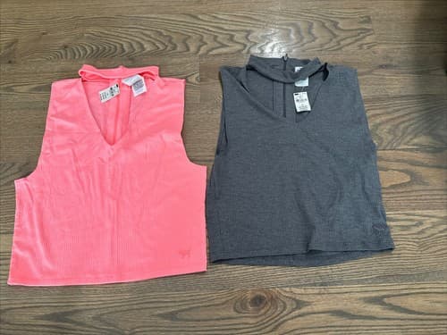 Victoria's Secret PINK Sleeveless Crop Tops Pink/Gray Size Large New - Image 1
