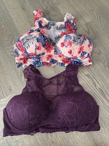 Pink Victoria’s Secret Lace Halter Bralette Size Large Festival Sexy 2 Pack - Image 1
