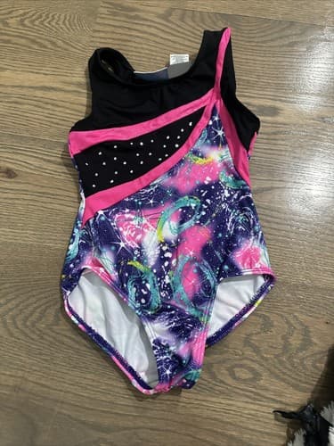 Freestyle by Danskin Gymnastics Leotard / Size 4/5 / Black Pink Purple - Image 1
