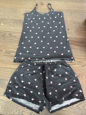 Andree Joan 2 Piece Pajamas Set Sleep Shorts And Top Size Medium Gray