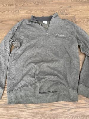 Columbia Mens Sweater Medium Fleece 1/4 Zip Pullover Gray - Thumbnail 2