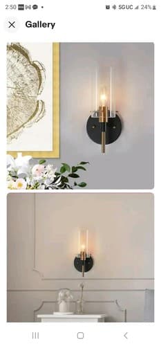 Zevni Modern 1-Light Brass Gold Wall Sconce, Black Vanity Light