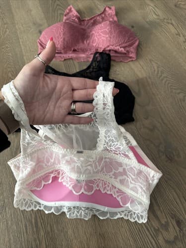 Pink Victoria’s Secret Lace Halter Bralette Size L Festival Sexy 3 Pack - Thumbnail 2