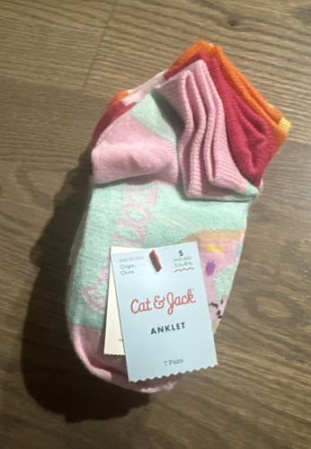 Cat & Jack Girls Anklet Socks (7 Pairs) Size Small Shoe size 5.5-8.5 NEW