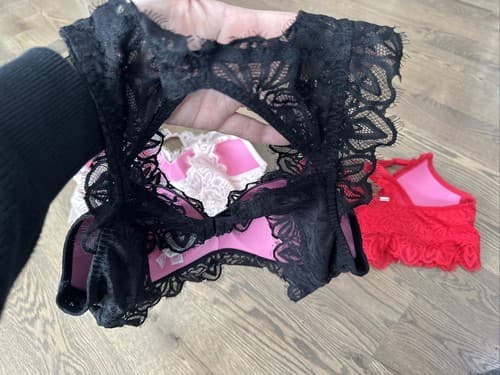 Pink Victoria’s Secret Lace Halter Bralette Size L Festival Sexy New - Thumbnail 2