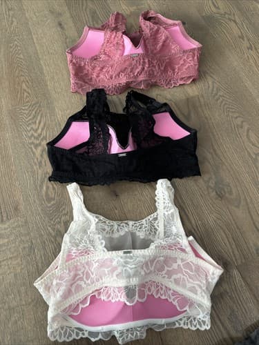 Pink Victoria’s Secret Lace Halter Bralette Size L Festival Sexy 3 Pack - Thumbnail 3