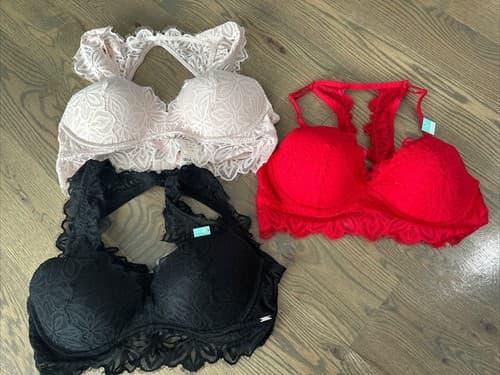 Pink Victoria’s Secret Lace Halter Bralette Size L Festival Sexy New - Image 1