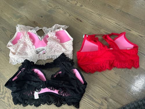 Pink Victoria’s Secret Lace Halter Bralette Size L Festival Sexy New - Thumbnail 3