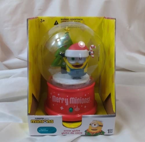 NEW Musical Plastic SNOW GLOBE - Despicable Me MINIONS Christmas Music - Image 1