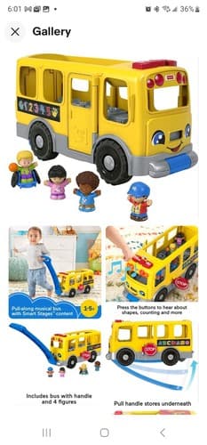 Fisher-Price Little People Big Yellow Bus, Musical Push and Pull Toy - Image 1