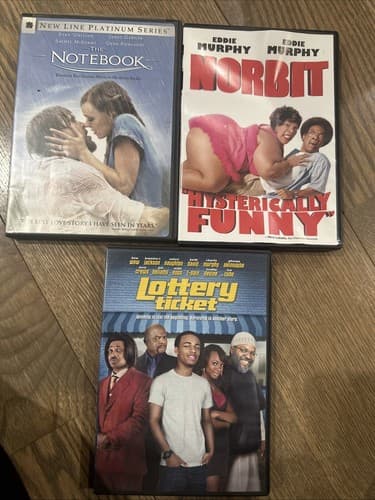The Notebook, Norbit Mysterically Funny, And Lottery Ticket Lot Of 3 DVD Movies