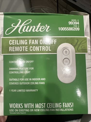 Hunter Universal On/Off Damp Rated Ceiling Fan Remote Control White - 99394 - Image 1