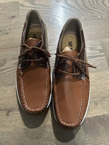 XR Xray Men’s Brown Boat Shoes Lace Up Cushioned Footbed Size 12 - Image 1