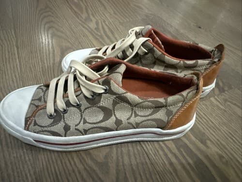 Women's COACH Bobbi Signature C Sneakers Orange/Tan Canvas Style Size 7 - Thumbnail 2
