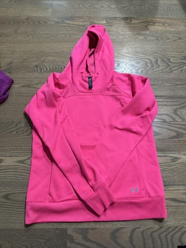 Under Armor Hoodie Women Medium Pink Infrared Pull Over Sweatshirt Sweater - Image 1