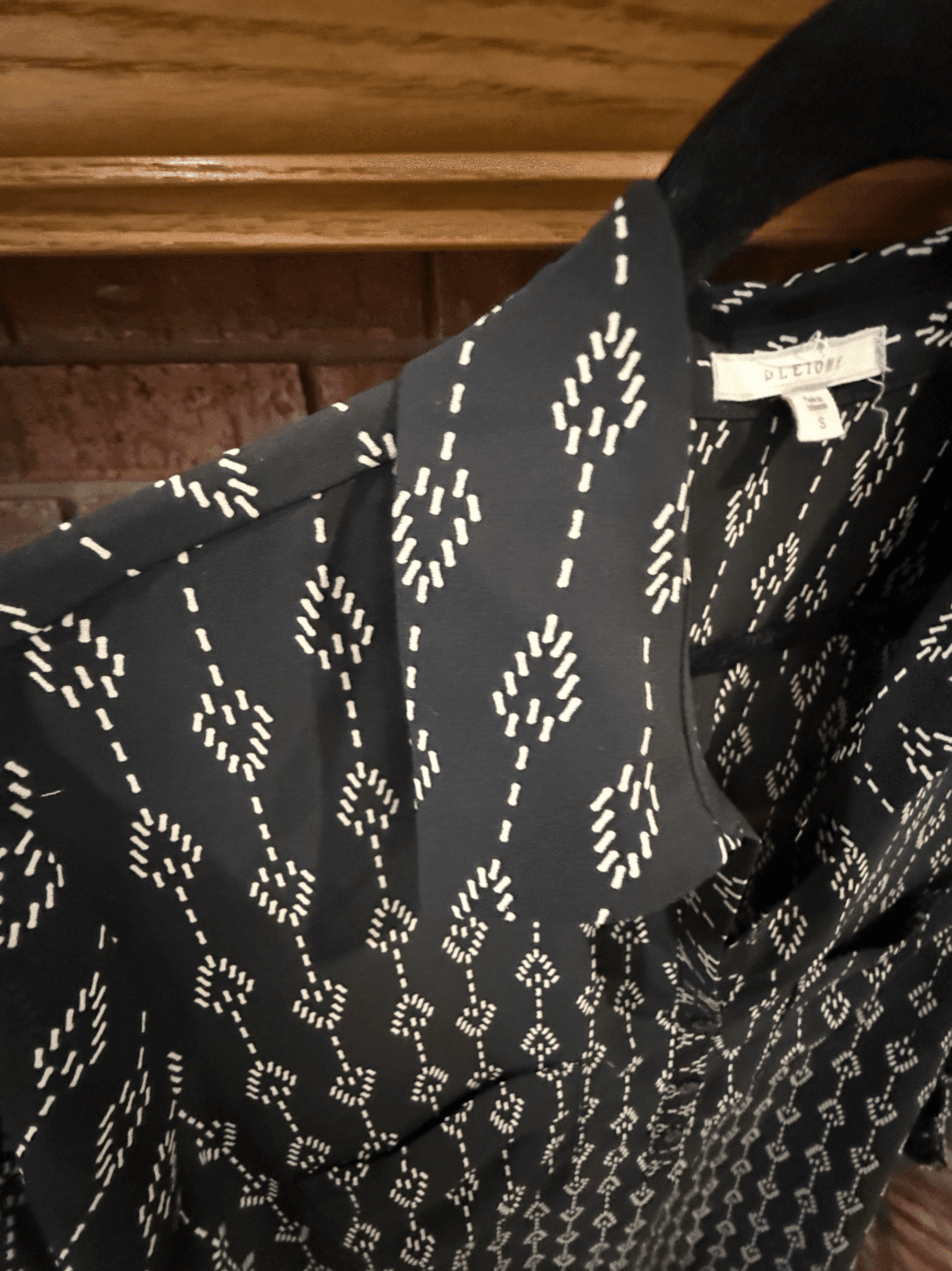 Pleione Black Patterned Long Sleeve Blouse Size S - Thumbnail 3