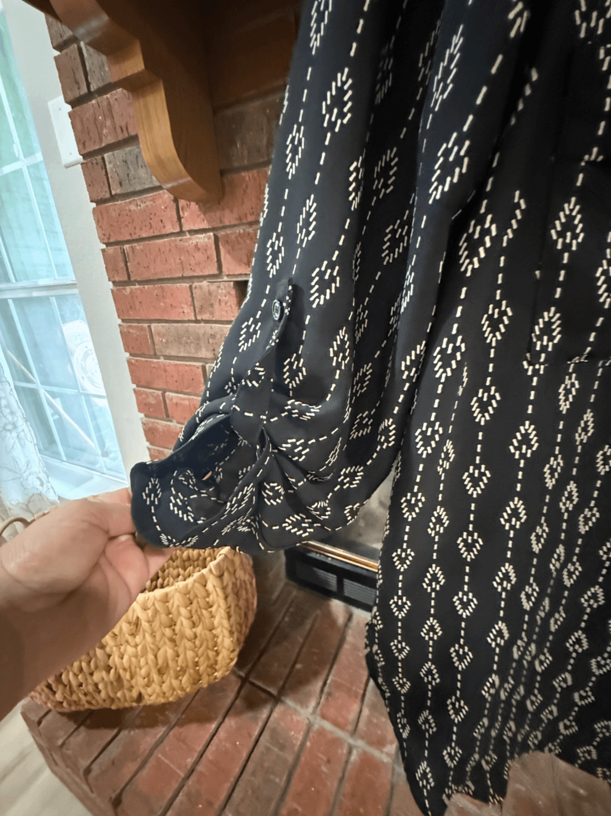 Pleione Black Patterned Long Sleeve Blouse Size S - Thumbnail 4