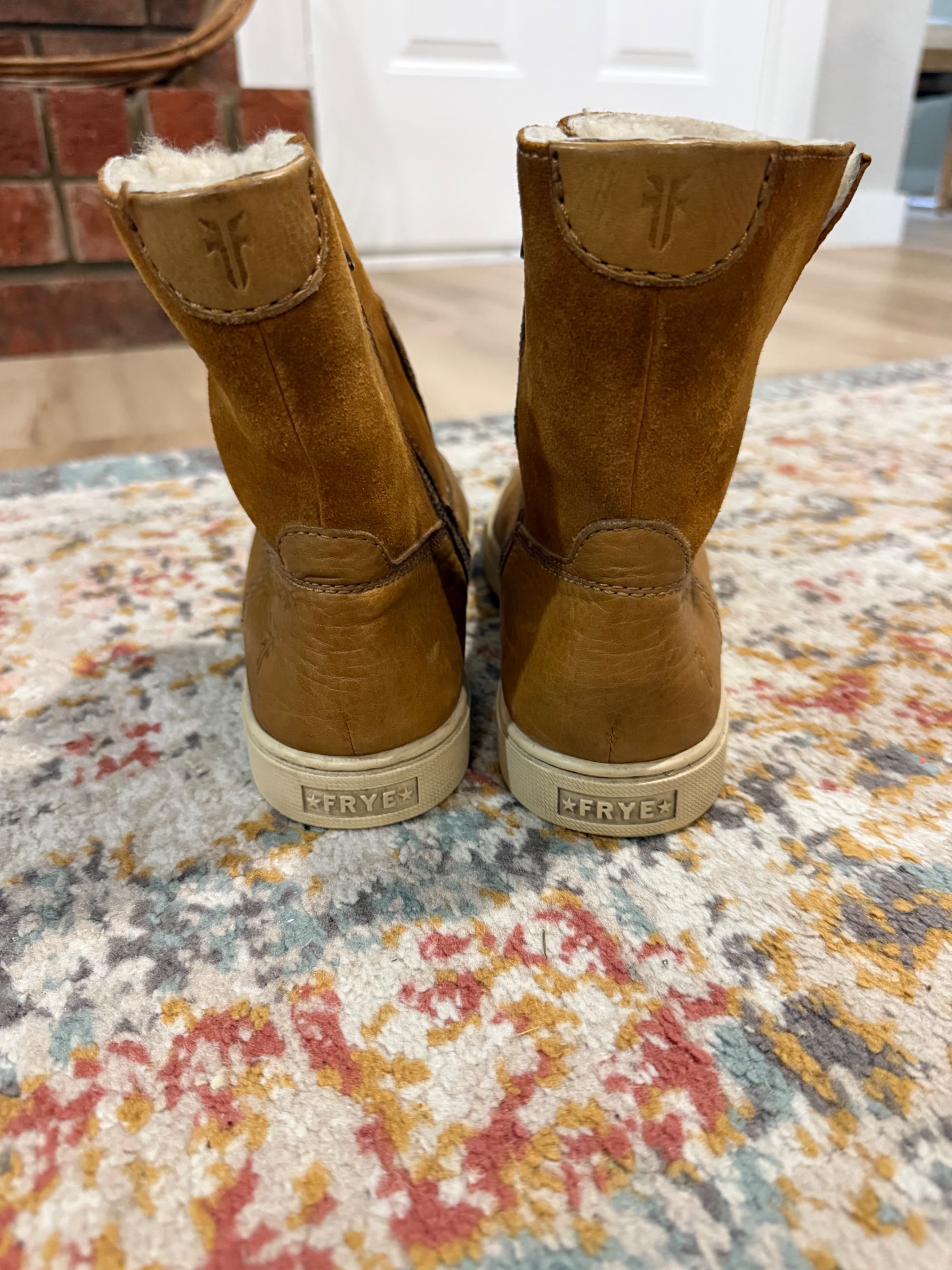 Frye Shearling Lined Leather Boots with Side Zipper - Thumbnail 2