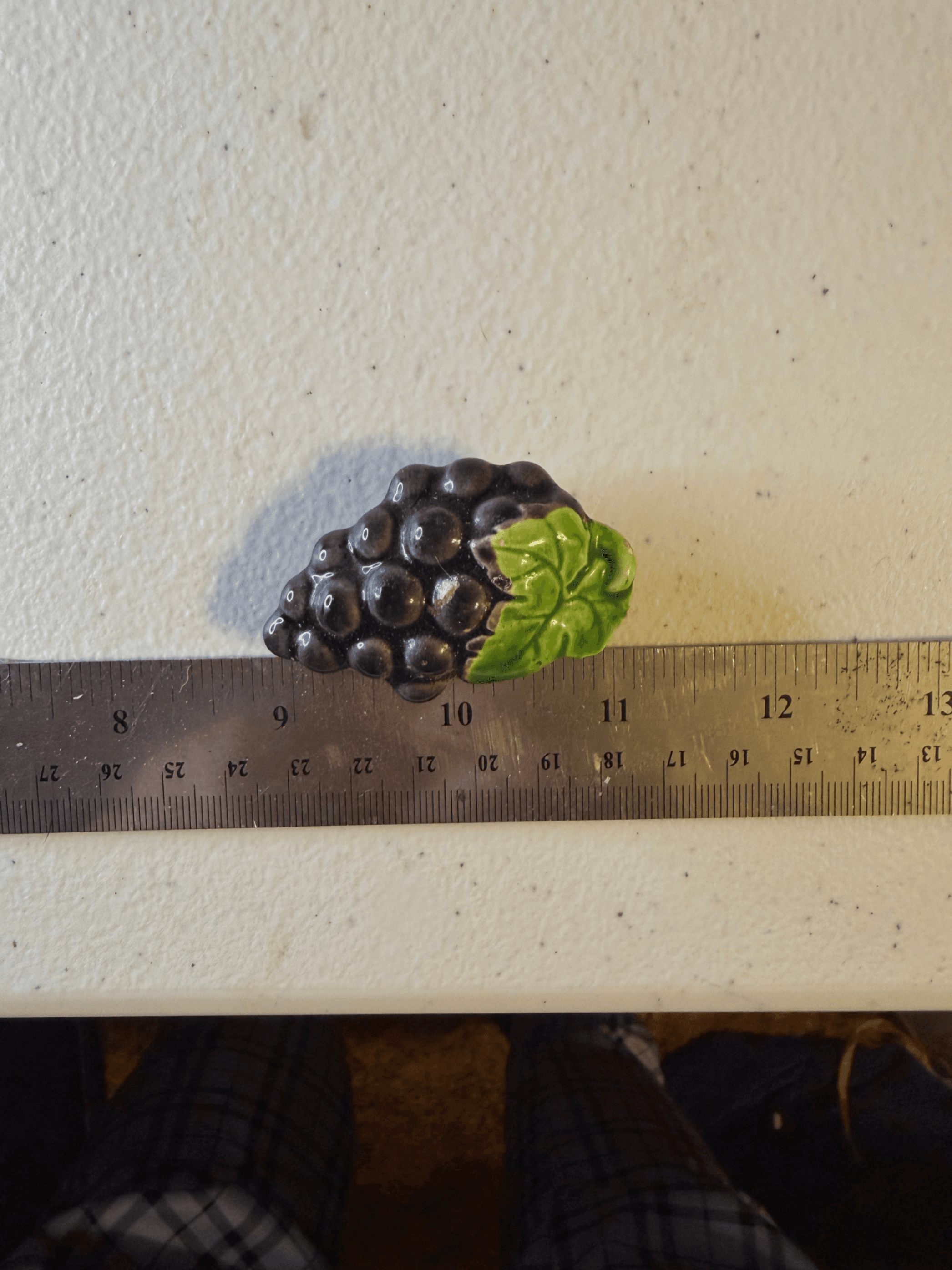 Vintage Ceramic Grape Cluster Magnet Purple Hand Painted Cottagecore Kitchen Decor - Image 1