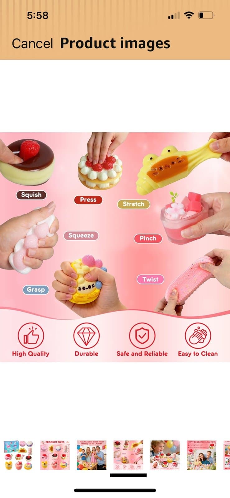 SQUISHY TOYS dessert. (PICK -1) comes in a clear PVC pouch and Keyr - Thumbnail 4