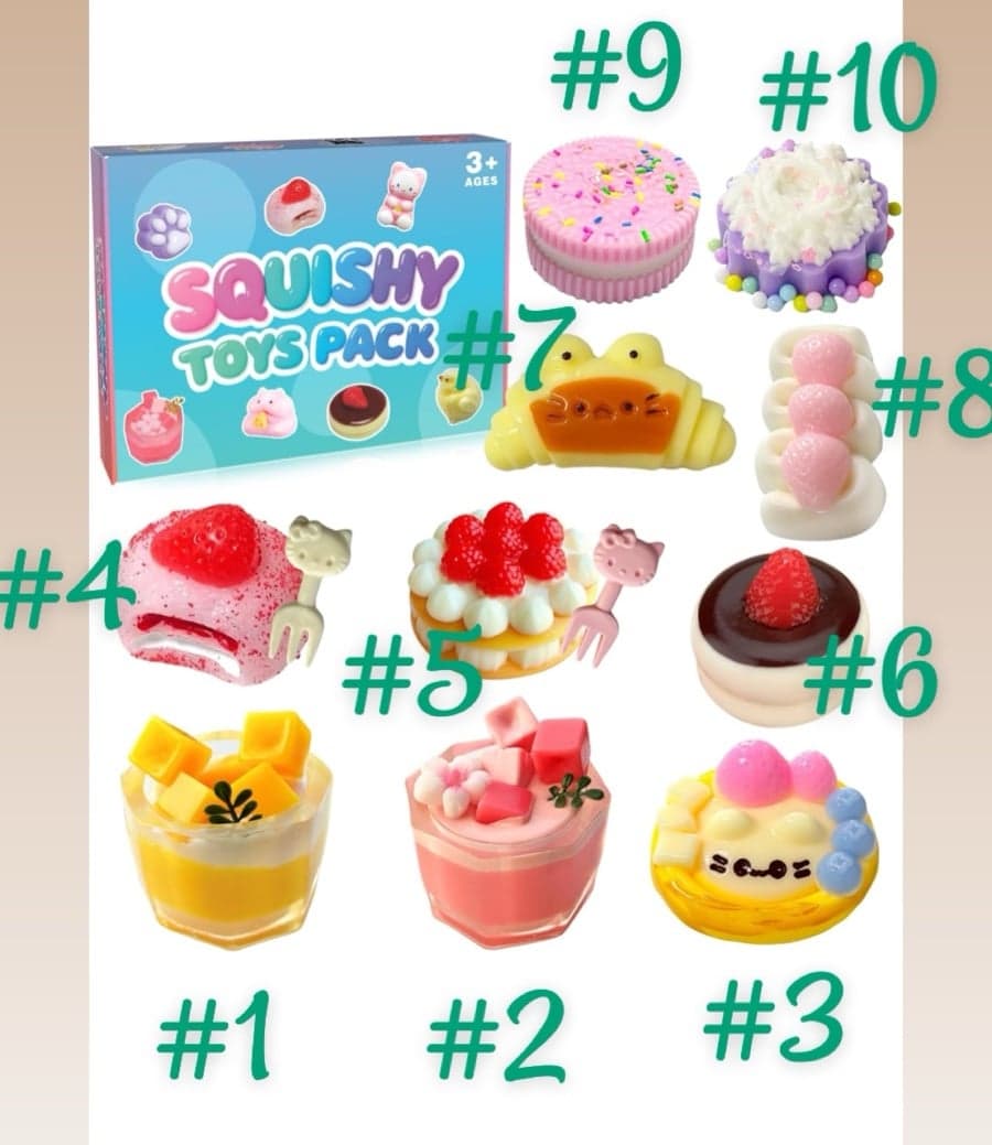 SQUISHY TOYS dessert. (PICK -1) comes in a clear PVC pouch and Keyr - Image 1