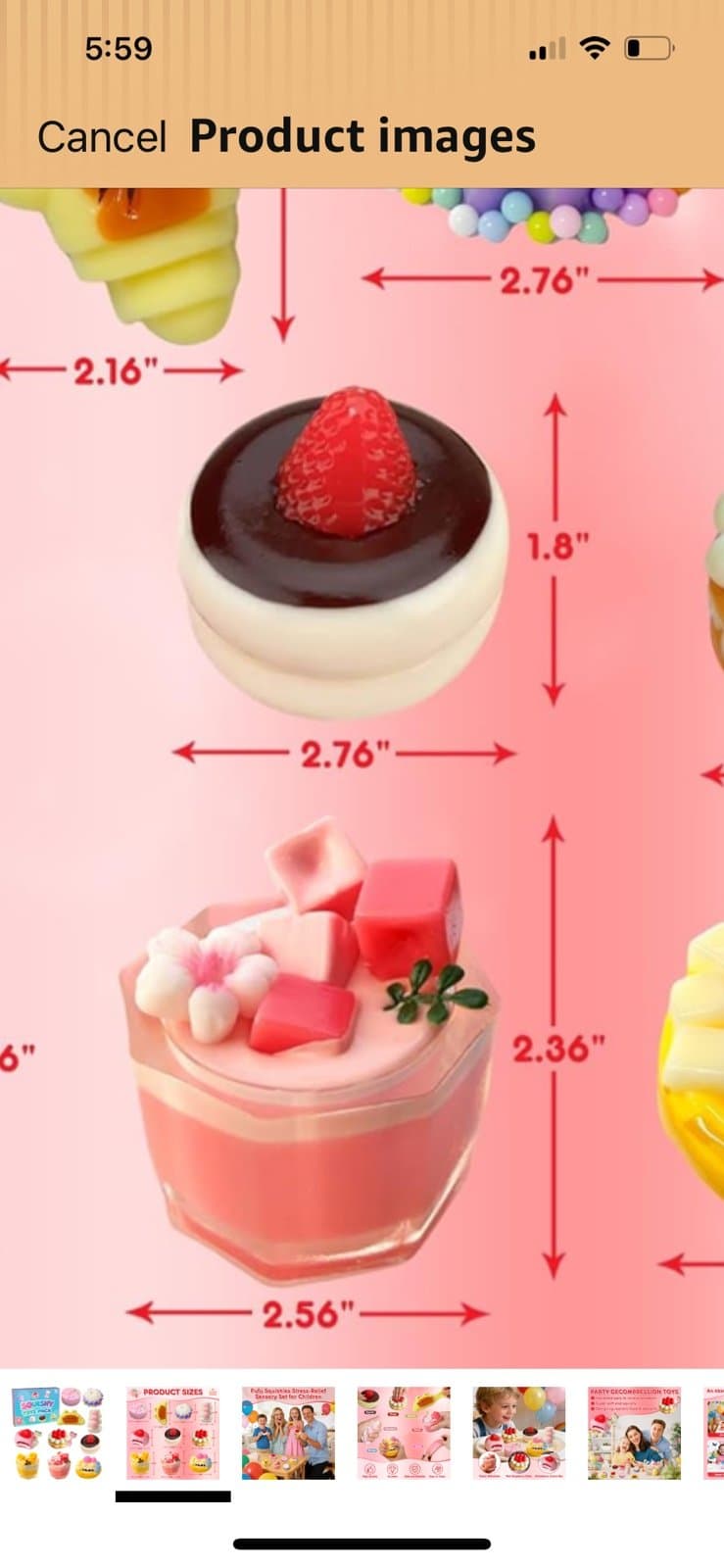 SQUISHY TOYS dessert. (PICK -1) comes in a clear PVC pouch and Keyr - Thumbnail 11