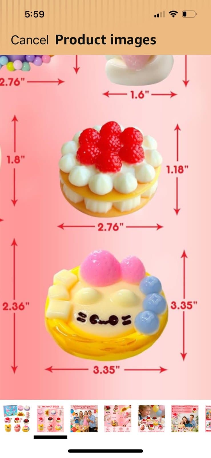 SQUISHY TOYS dessert. (PICK -1) comes in a clear PVC pouch and Keyr - Thumbnail 10