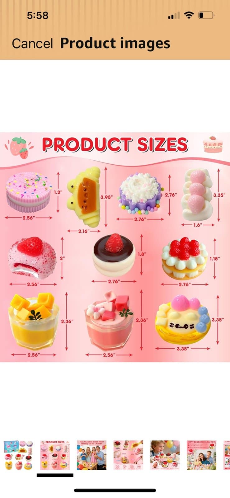 SQUISHY TOYS dessert. (PICK -1) comes in a clear PVC pouch and Keyr - Thumbnail 2