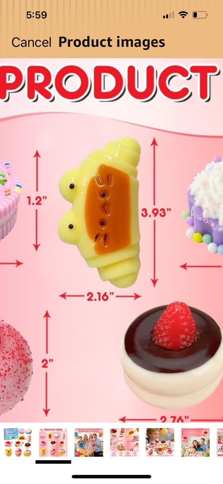 SQUISHY TOYS dessert. (PICK -1) comes in a clear PVC pouch and Keyr - Thumbnail 12