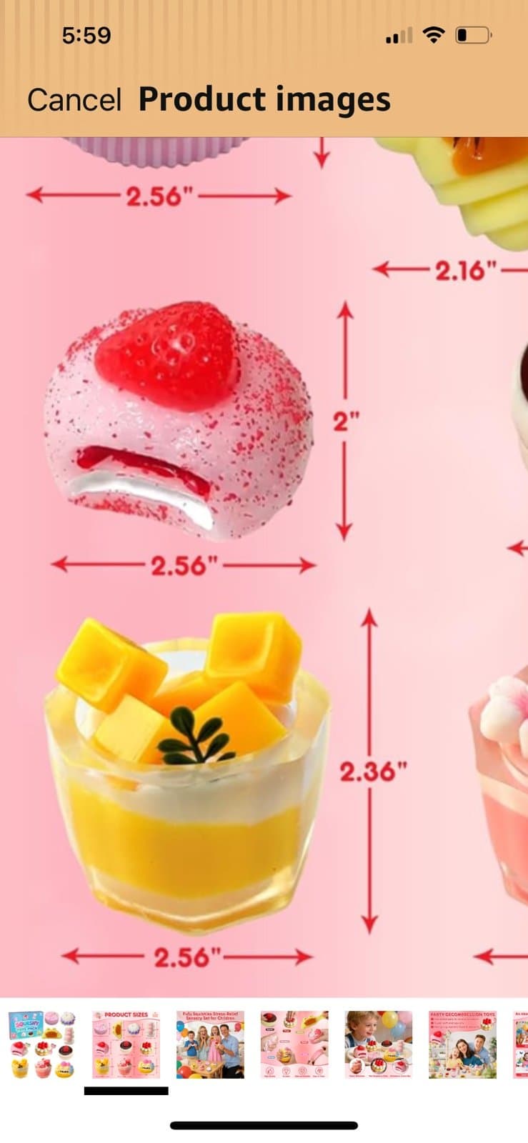SQUISHY TOYS dessert. (PICK -1) comes in a clear PVC pouch and Keyr - Thumbnail 8