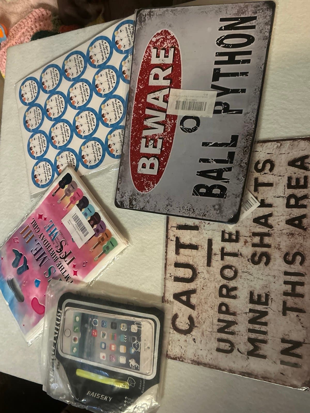 Sticks ,Gift bag and Tin wall signs Different mix in every box 5 Lbs Worth