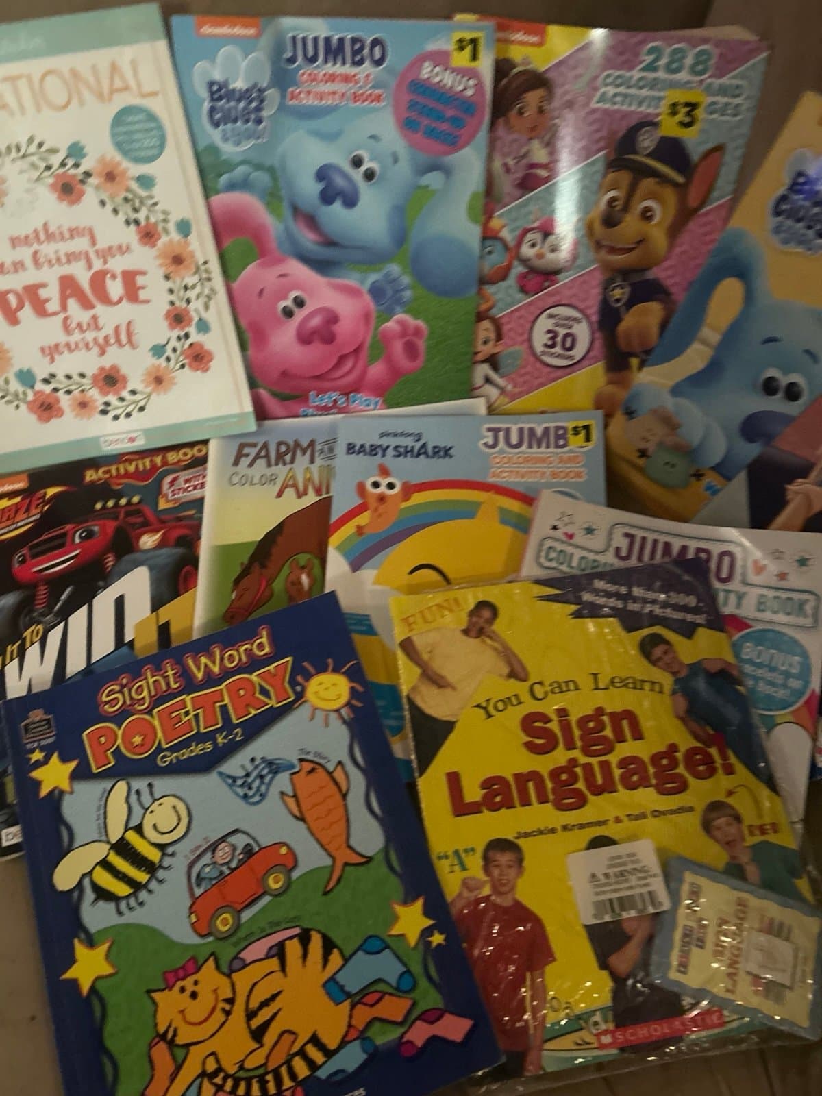 BOX FULL OF ACTIVITY AND STICKER BOOKS AND SIGN LANGUAGE. - Thumbnail 3