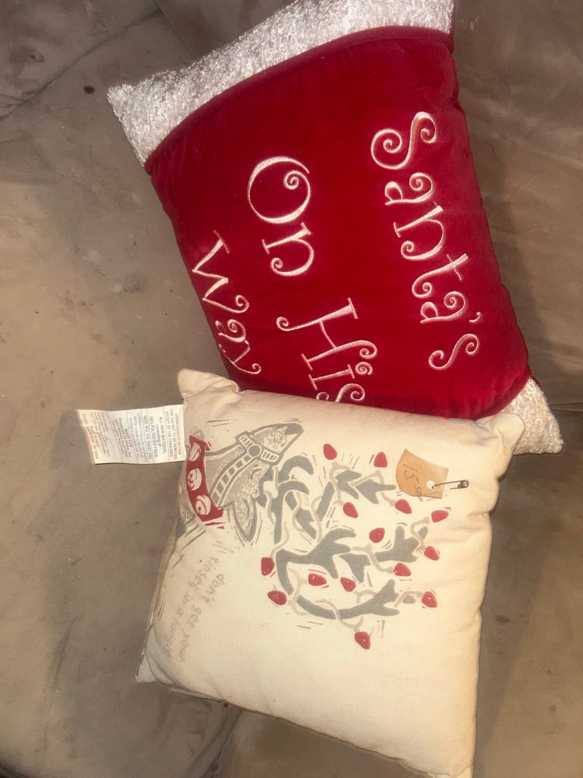 2/- couch pillows and a beautiful, long red tablecloth all brand new - Thumbnail 2