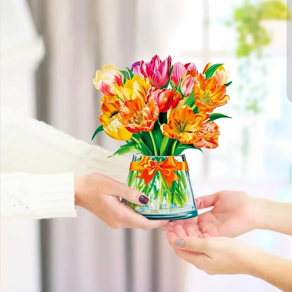 Harmony Tulips Pop-Up Flower Bouquet with Note Card - Thumbnail 7