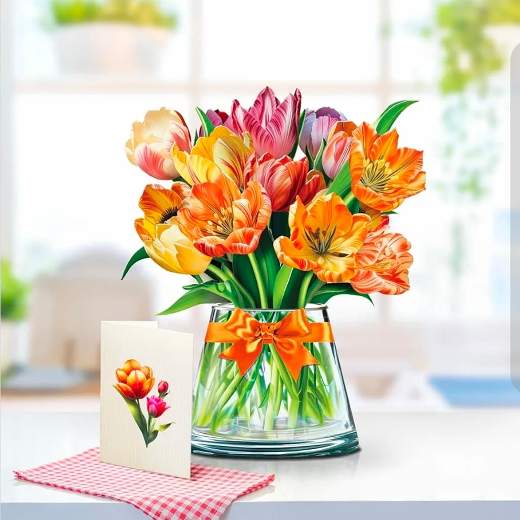 Harmony Tulips Pop-Up Flower Bouquet with Note Card - Thumbnail 3