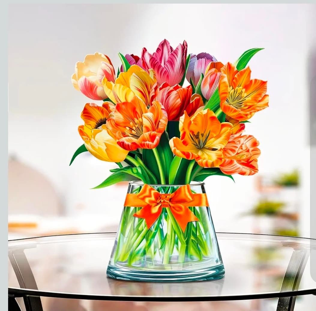 Harmony Tulips Pop-Up Flower Bouquet with Note Card - Thumbnail 6