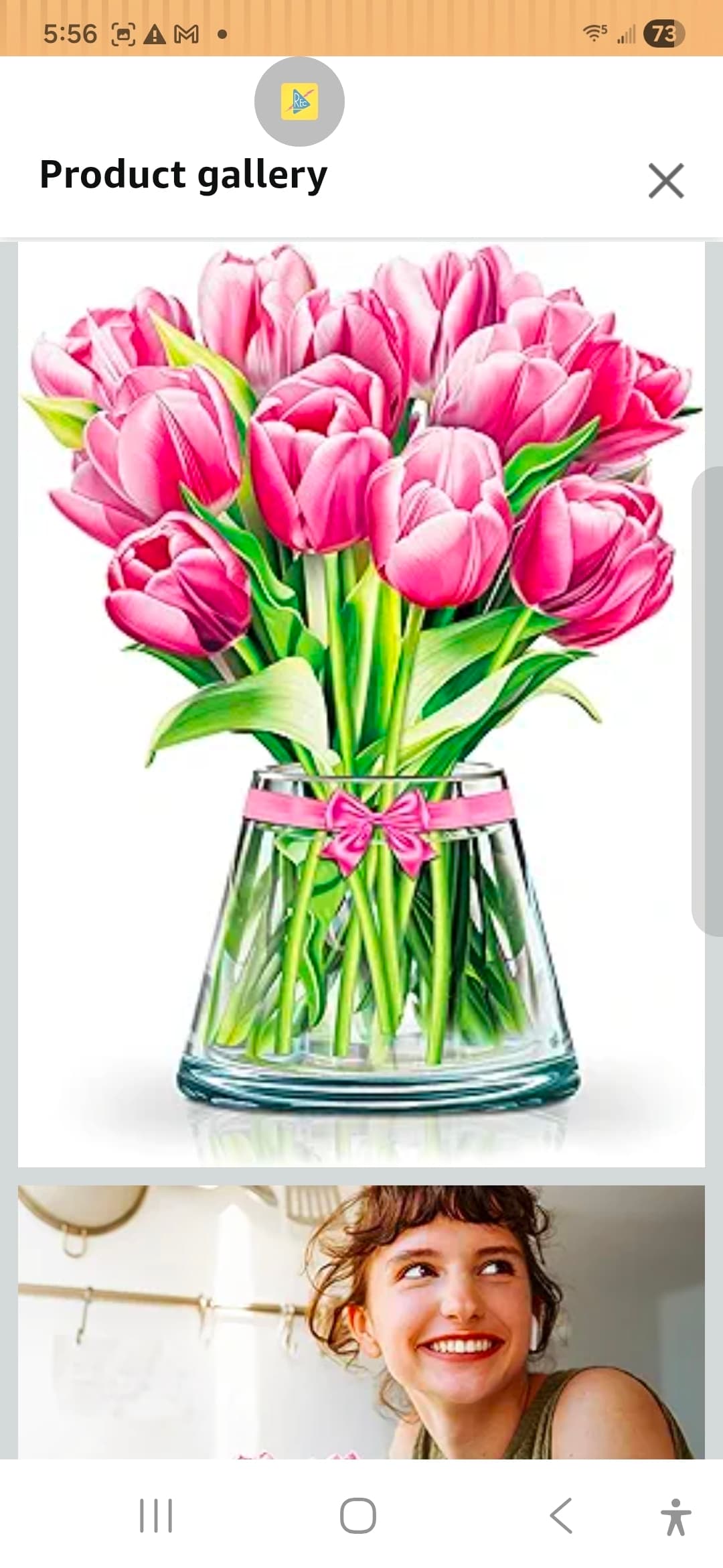 Pink Tulips 12-Inch Pop-Up Flower Bouquet with Note Card - Thumbnail 4