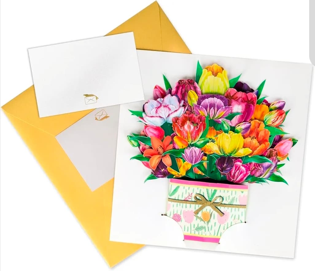 Pop-Up Flower Bouquet Greeting Card with Envelope - Thumbnail 2